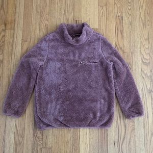 Fleece cowl neck shirt pinkish-lavender color size small 4-6